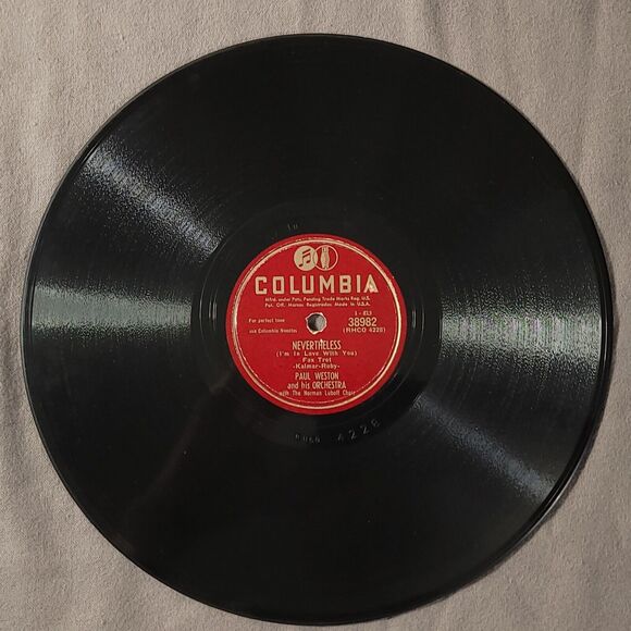Paul Weston 78 Nevertheless / Beloved, Be Faithful Columbia 38982 V++ Jazz Pop - Picture 1 of 2
